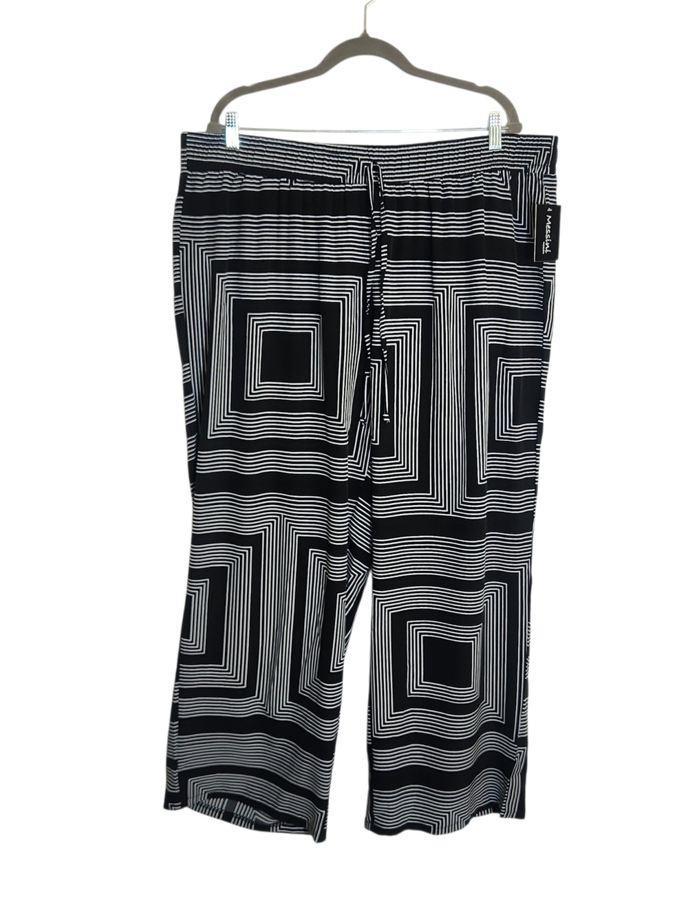 Messini Black and White Geometric Wide Leg Pull On Pants Size 3X NWT